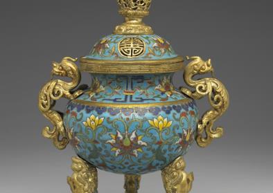 图片[3]-Copper incense burner in cloisonne enamels, Qing dynasty (1644-1911)-China Archive